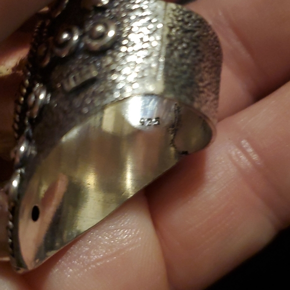 New Kashmir Ruby & Milky Opal 925 Silver Statement Ring. - Picture 8 of 9